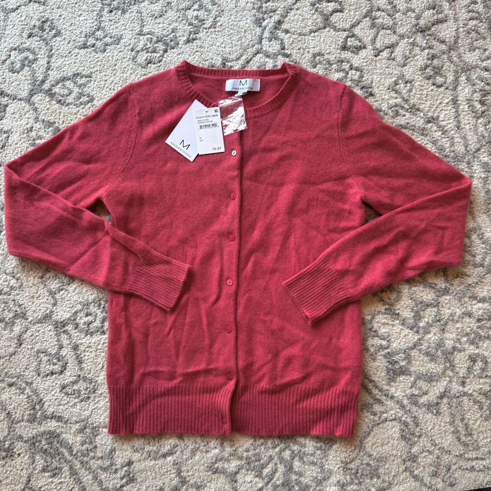 Magaschoni Pink Knit cashmere Cardigan Sweater